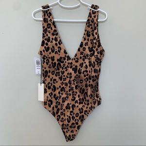 Leopard Plunge Neck Bodysuit